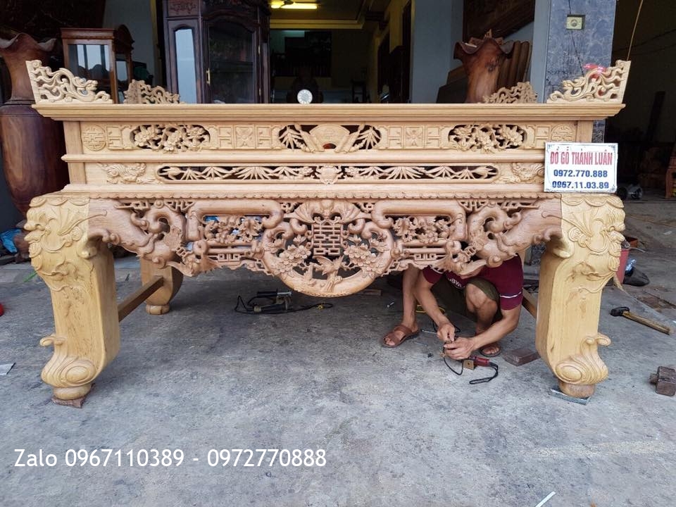 Sập Thờ Gỗ Gụ Phúc 2m17 Ván Liền 2cm.