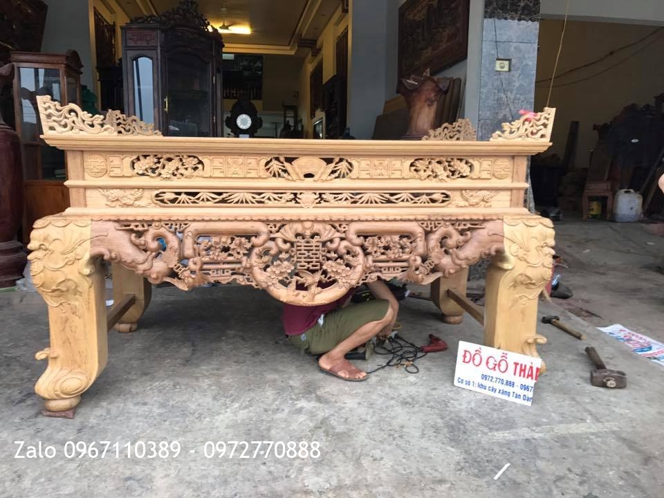 Sập Thờ Gỗ Gụ Phúc 2m17 Ván Liền 2cm