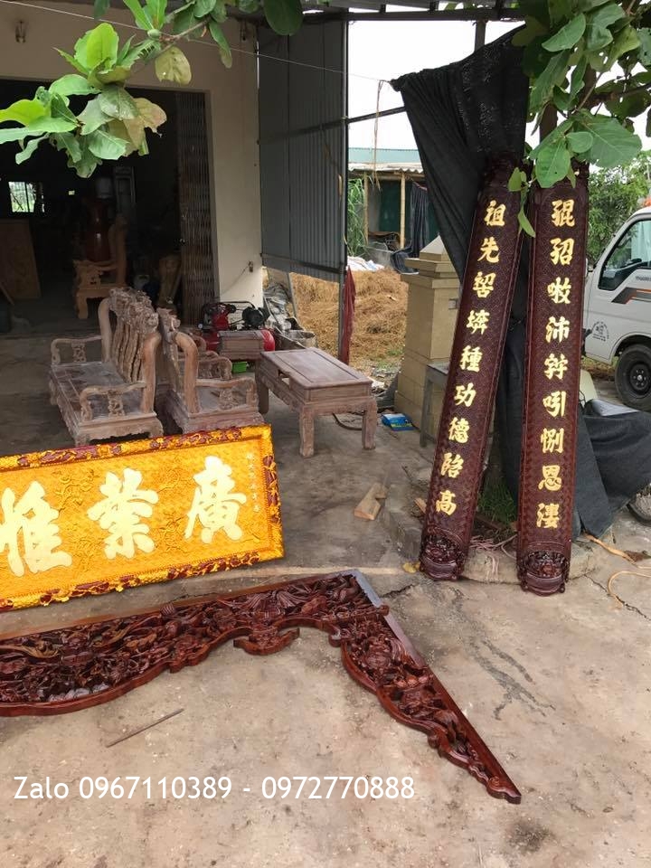 Hoành Phi Câu Đối, Cửa Võng Chữ Dát Vàng 9999. Chú Dũng Quảng Ninh.