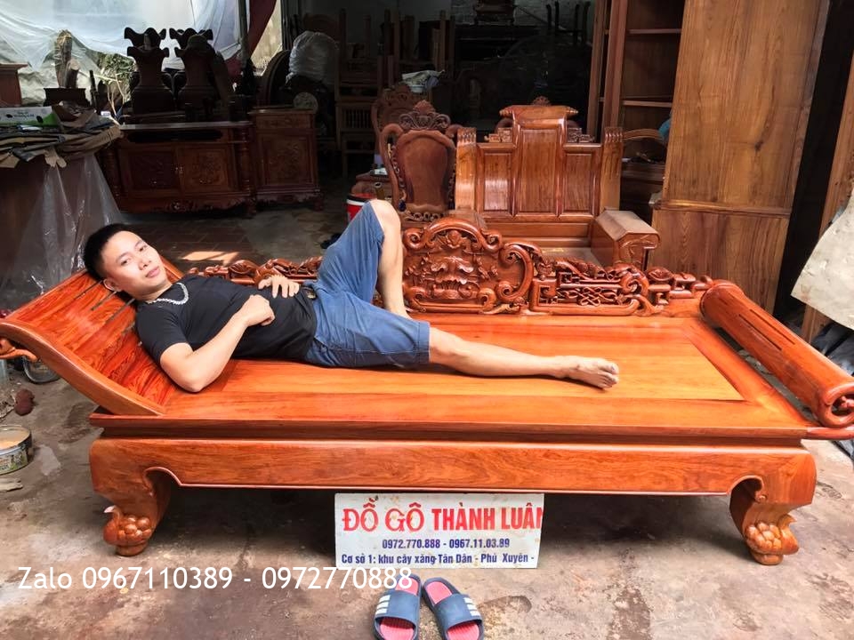 Giường Lười (Phương Lười) gỗ hương đỏ Lào VÍP. Chị Phương TPHCM