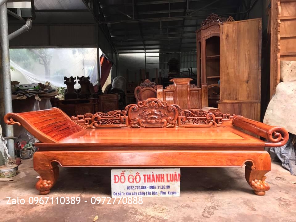 Giường Lười (Phương Lười) gỗ hương đỏ Lào VÍP. Chị Phương TPHCM,.