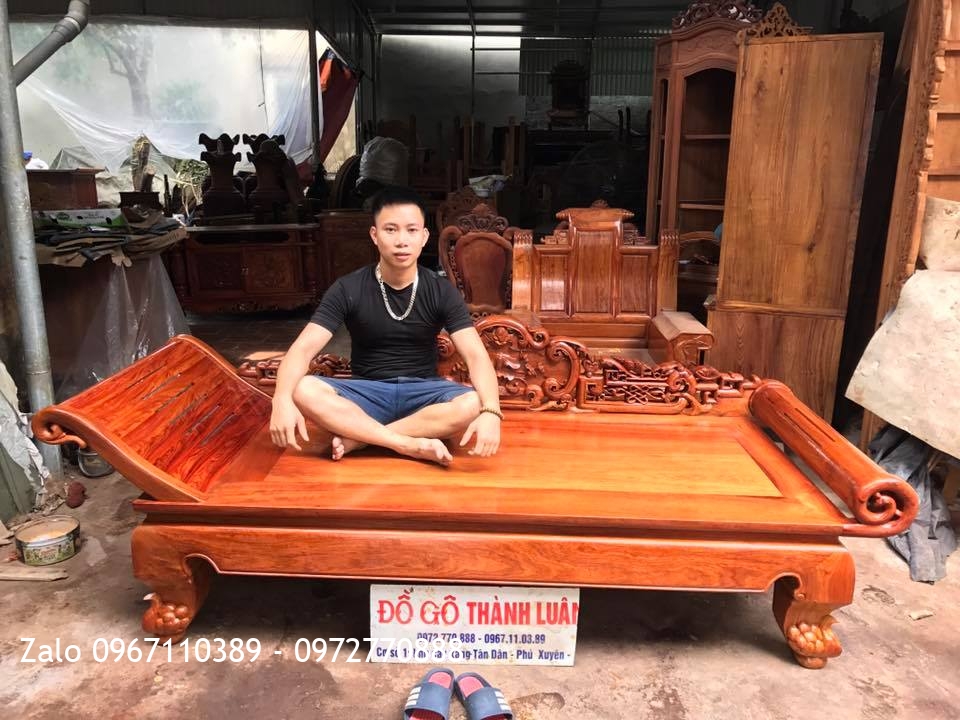 Giường Lười (Phương Lười) gỗ hương đỏ Lào VÍP. Chị Phương TPHCM