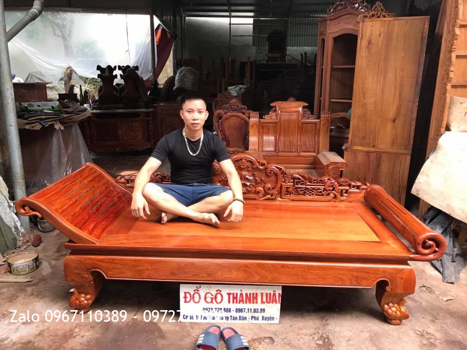 Giường Lười (Phương Lười) gỗ hương đỏ Lào VÍP. Chị Phương TPHCM.