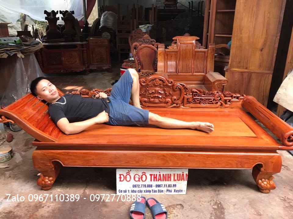 Giường Lười (Phương Lười) gỗ hương đỏ Lào VÍP. Chị Phương TPHCM.