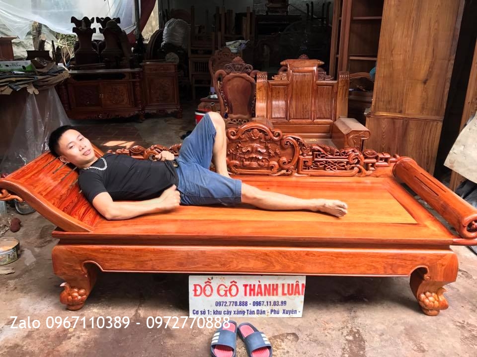 Giường Lười (Phương Lười) gỗ hương đỏ Lào VÍP. Chị Phương TPHCM