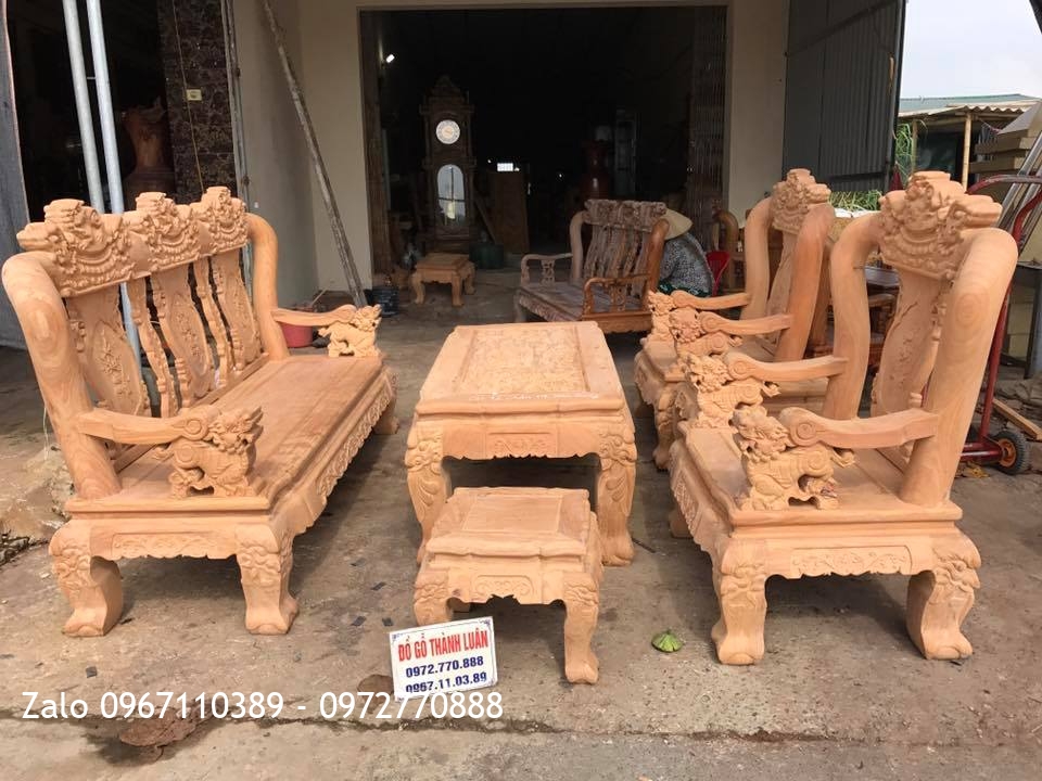 Bộ Bàn Ghế Minh Nghê Gỗ Gõ Đỏ C12 Chân 14 VIP