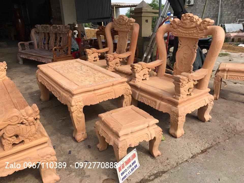 Bộ Bàn Ghế Minh Nghê Gỗ Gõ Đỏ C12 Chân 14 VIP