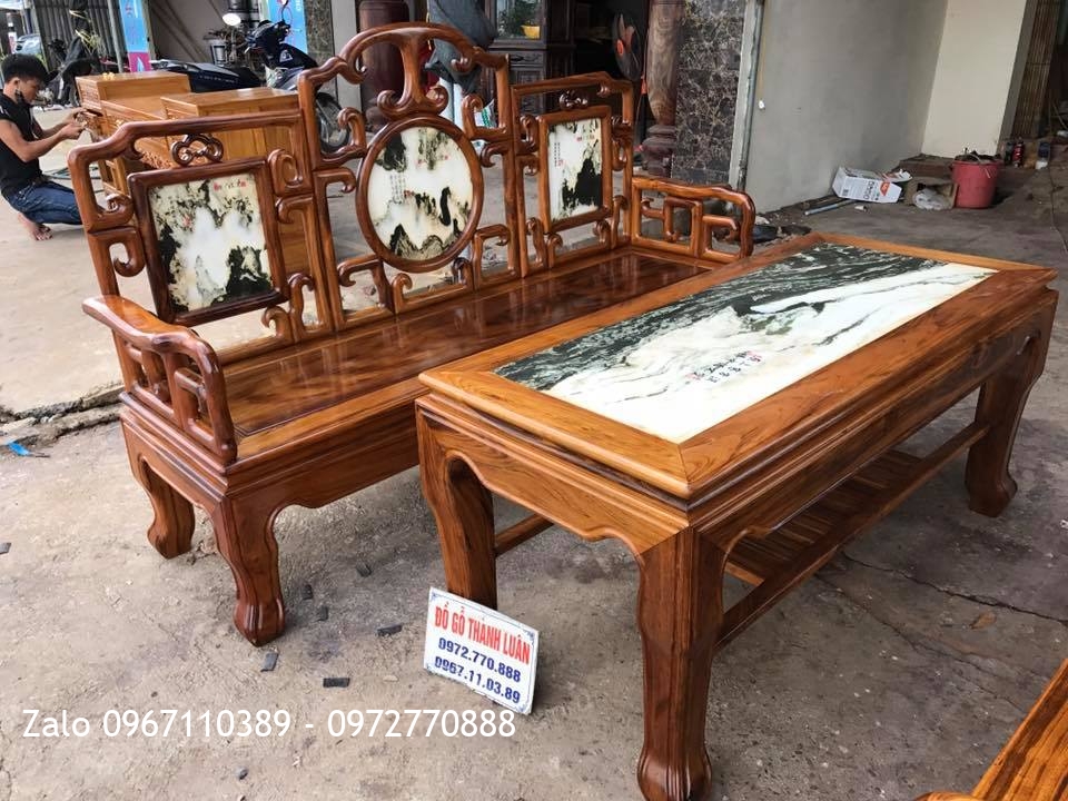 Bộ Trường Song Móc Gỗ Gụ Ta, Kệ Tivi Zích Zắc. Bác Bụi Mê Linh HN.