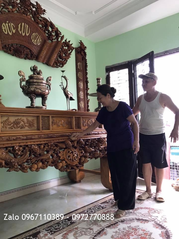 Sập Thờ, Cuốn Thư Câu Đối Gỗ Gụ. Cô Chú Tiền Phương Cầu Rền Tp HN.