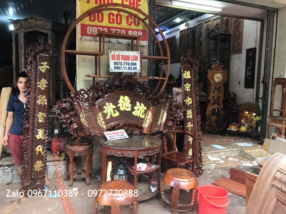 Bộ Cuốn Thư Câu Đối Mẫu Phượng Hoàng Gỗ Gụ Dát Vàng. Khách Hải Phòng.