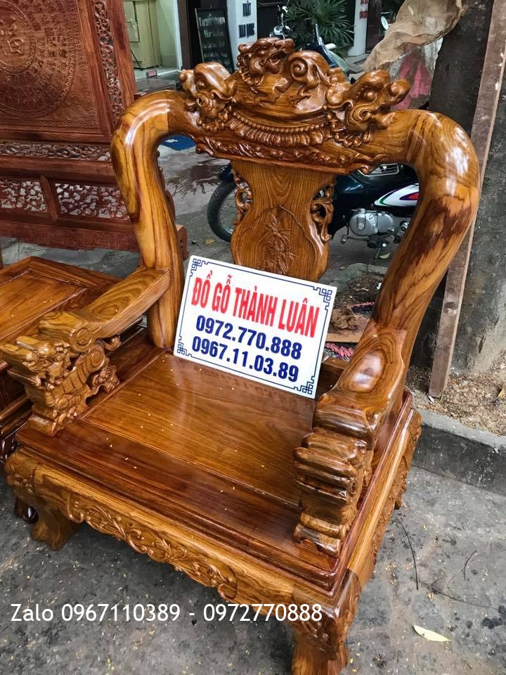 Bộ Minh Nghê Gỗ Hương Vân Đỏ Cột 12.6 Món. A Hiếu Gia Lộc Hải Dương.:.