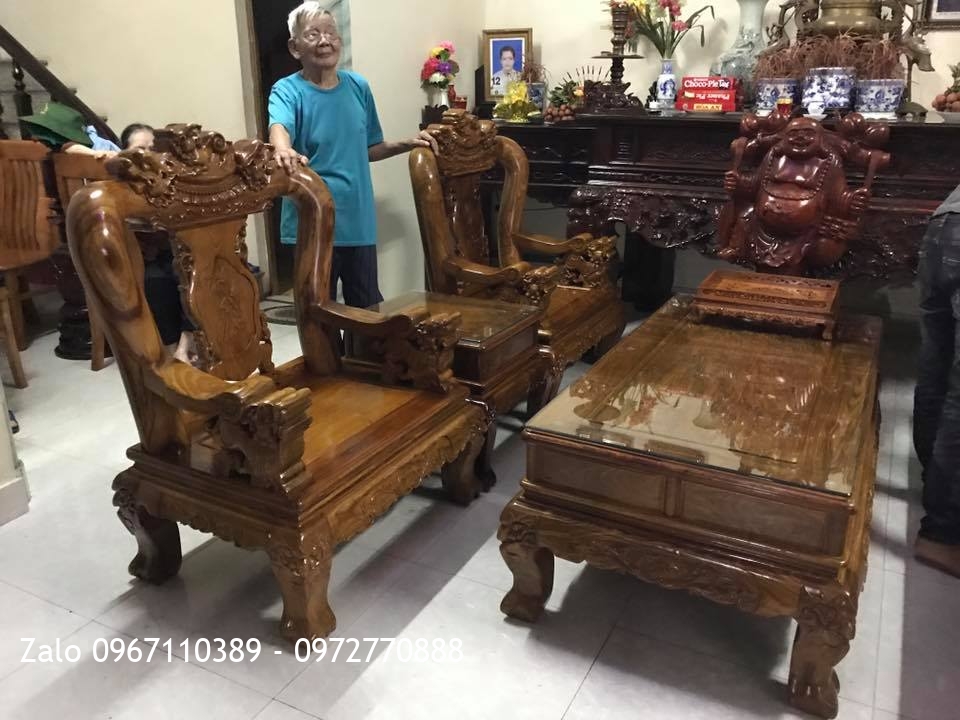 Bộ Minh Nghê Gỗ Hương Vân Đỏ Cột 12.6 Món. A Hiếu Gia Lộc Hải Dươngư