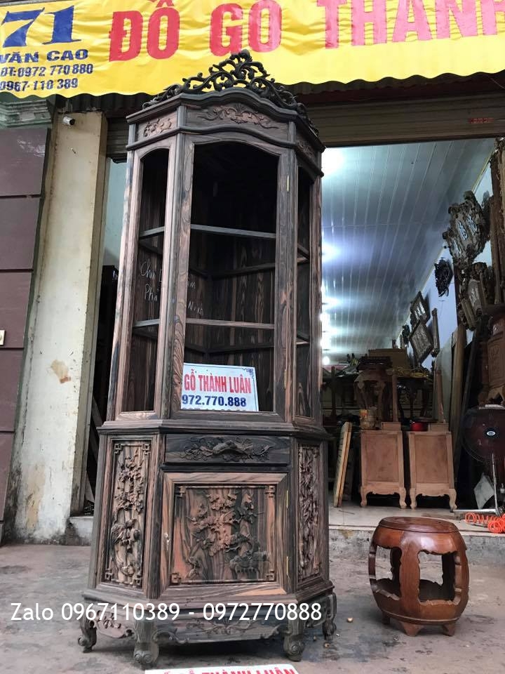 Tủ Rượu Gốc Gỗ Mun Hoa. Chú Dũng Cẩm Phả Quảng Ninh