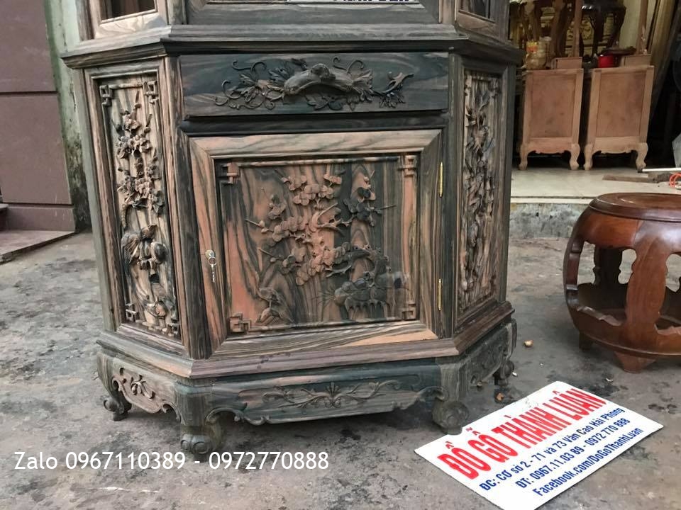 Tủ Rượu Gốc Gỗ Mun Hoa. Chú Dũng Cẩm Phả Quảng Ninh:.