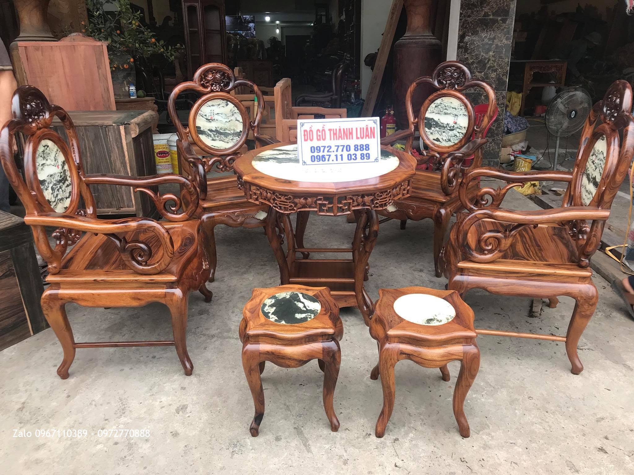 Bộ Bàn Ghế Guột Nho Gỗ Gụ Ta Quảng Bình Vân Víp 7 Món,