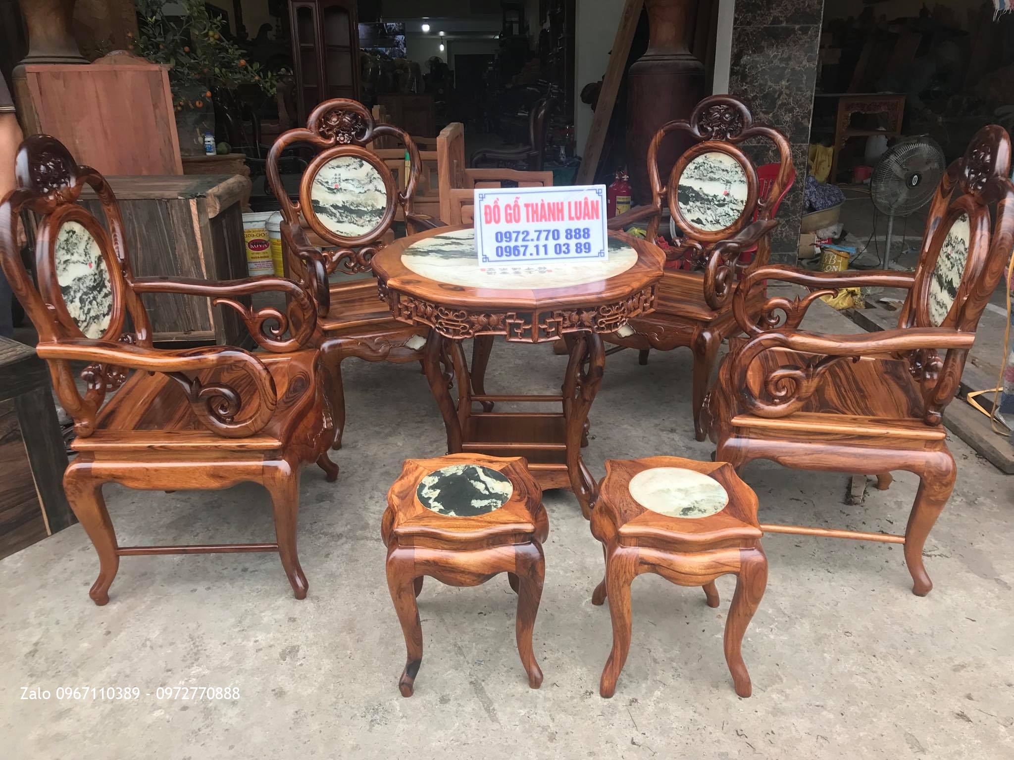 Bộ Bàn Ghế Guột Nho Gỗ Gụ Ta Quảng Bình Vân Víp 7 Món.