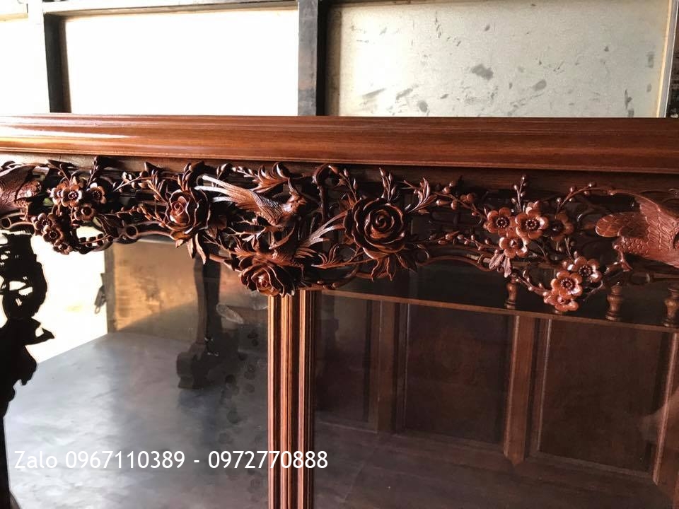 Tủ Chè Bệ Bát Tiên Quần Thú. Lèo 3 Cành Gỗ Gụ Vip. Chú Dũng Thái Bình..