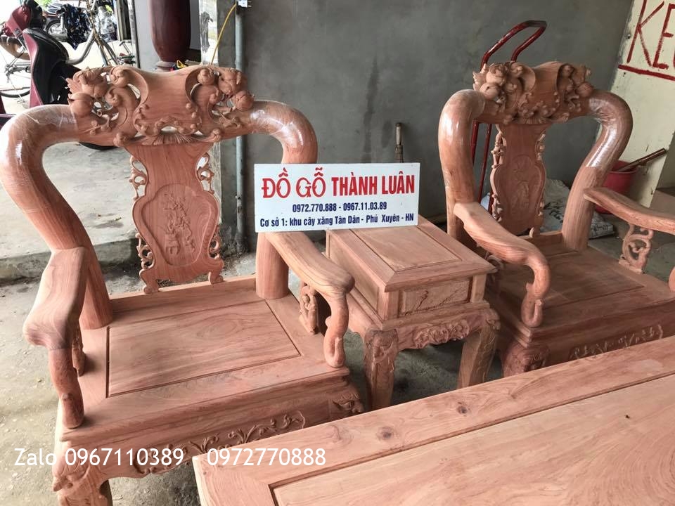 Bộ Ghế Đào Chim C12 Gỗ Hương Đá Nam Phi.