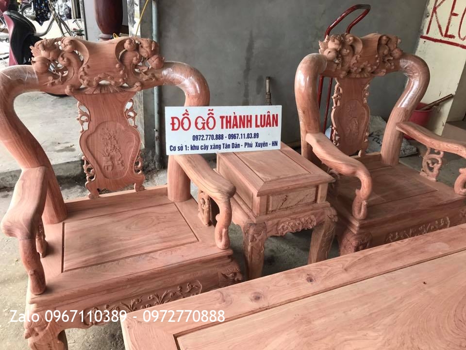 Bộ Ghế Đào Chim C12 Gỗ Hương Đá Nam Phi.