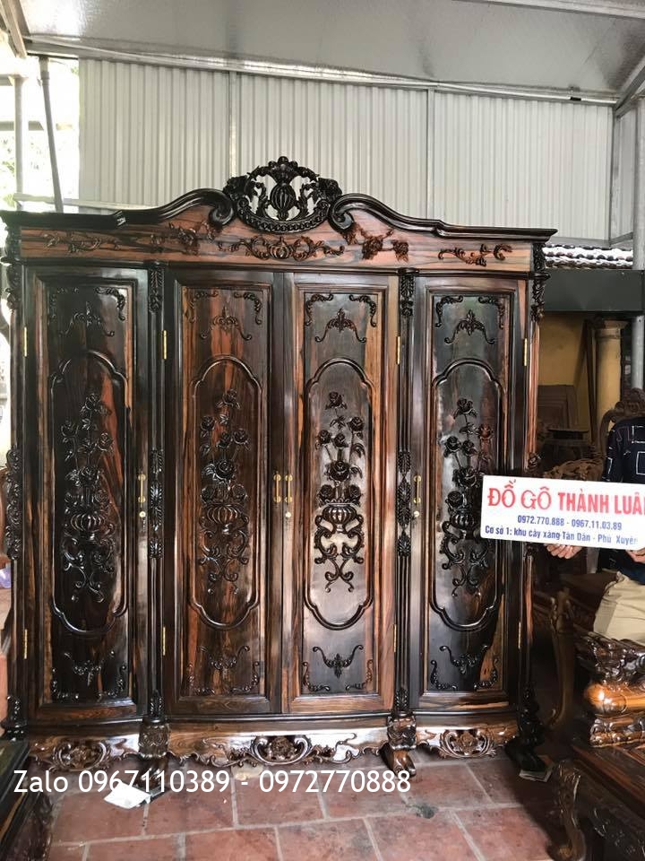 Tủ Áo Gỗ Mun Hoa 3 Buồn 4 Cánh:.