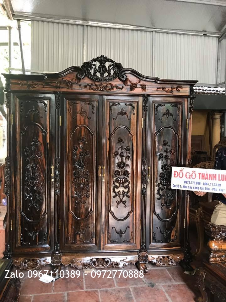 Tủ Áo Gỗ Mun Hoa 3 Buồn 4 Cánh::.