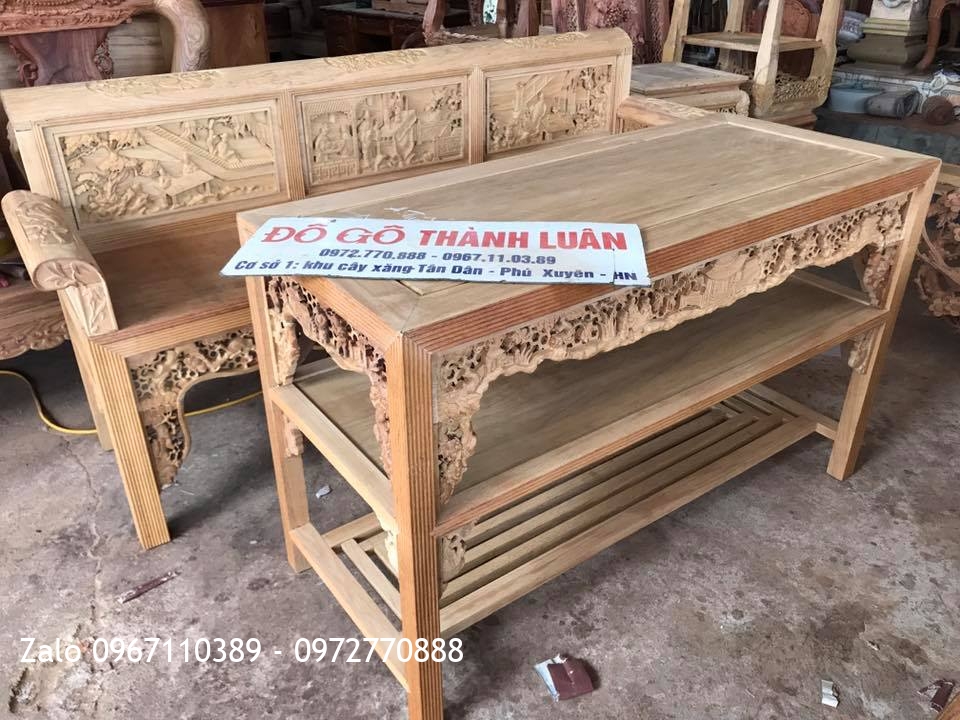 Trường Kỷ Đục Tích Tam Quốc Gỗ Gụ. A Tuấn Mê Linh HN::