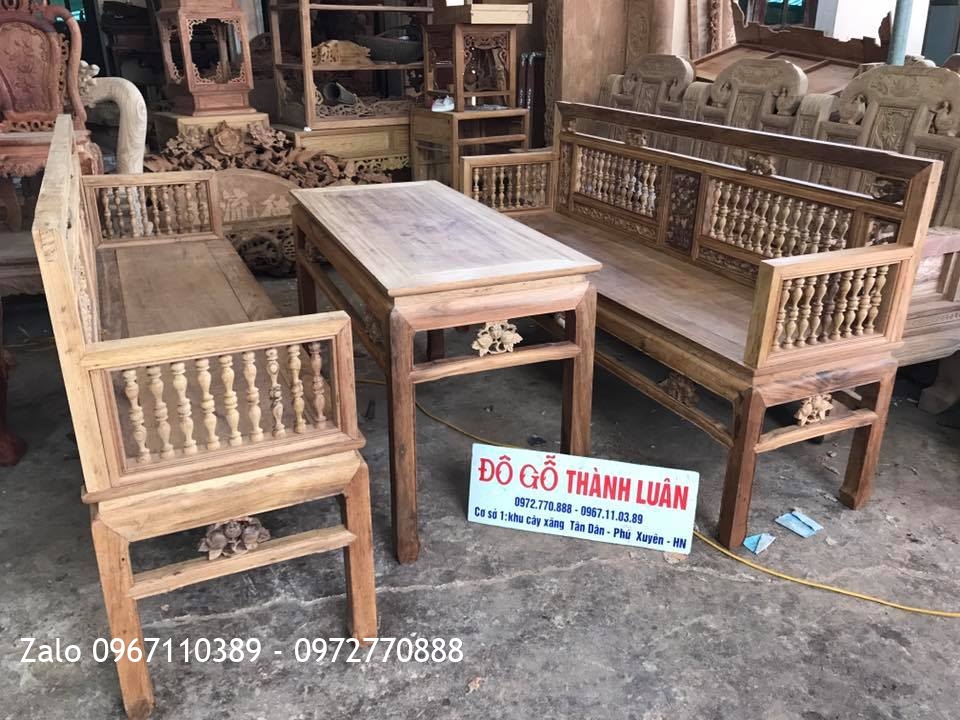 3 Bộ Trường Kỷ Con Tiện Gỗ Gụ Ta. Gỗ Gõ Đỏ.