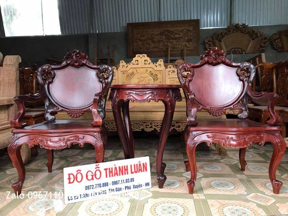 Bộ Ghế Lu-i Gỗ Hương 3 Món. A Phước Hưng Yên.