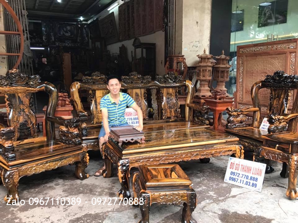 Bộ Minh Quốc Nghê Gỗ Mun Chọn Vân Hoa Da Báo. A Quân Hải Phòng.,