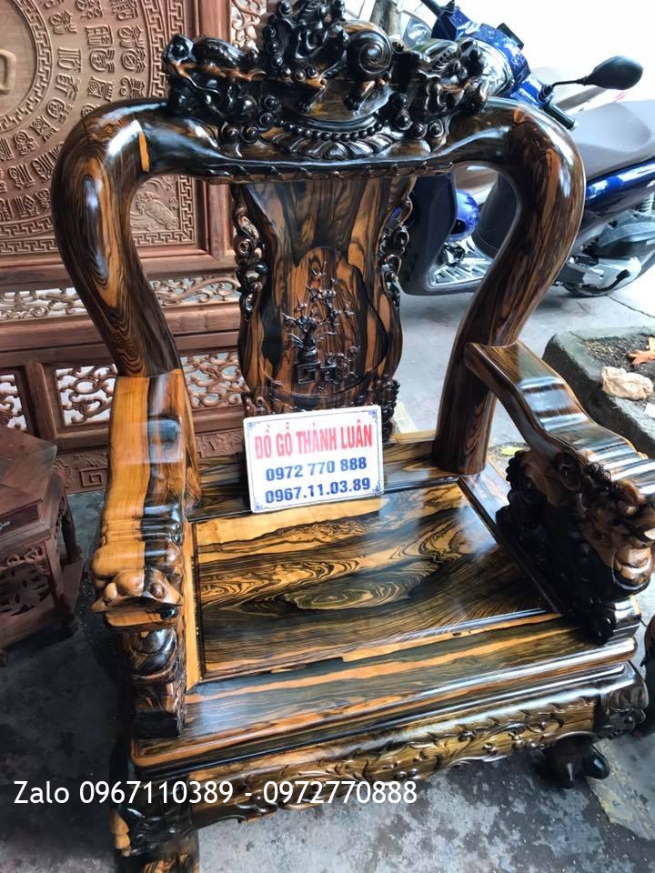 Bộ Minh Quốc Nghê Gỗ Mun Chọn Vân Hoa Da Báo. A Quân Hải Phòng@