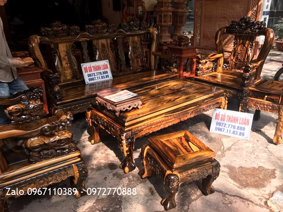 Bộ Minh Quốc Nghê Gỗ Mun Chọn Vân Hoa Da Báo. A Quân Hải Phòng:.