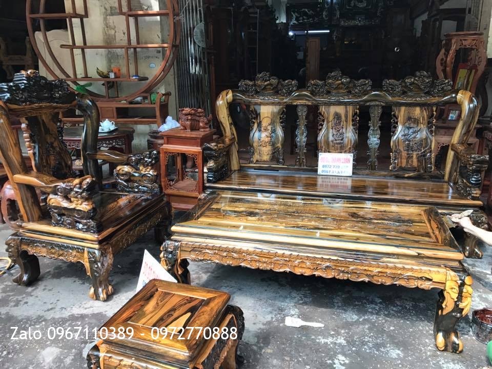 Bộ Minh Quốc Nghê Gỗ Mun Chọn Vân Hoa Da Báo. A Quân Hải Phòng:.