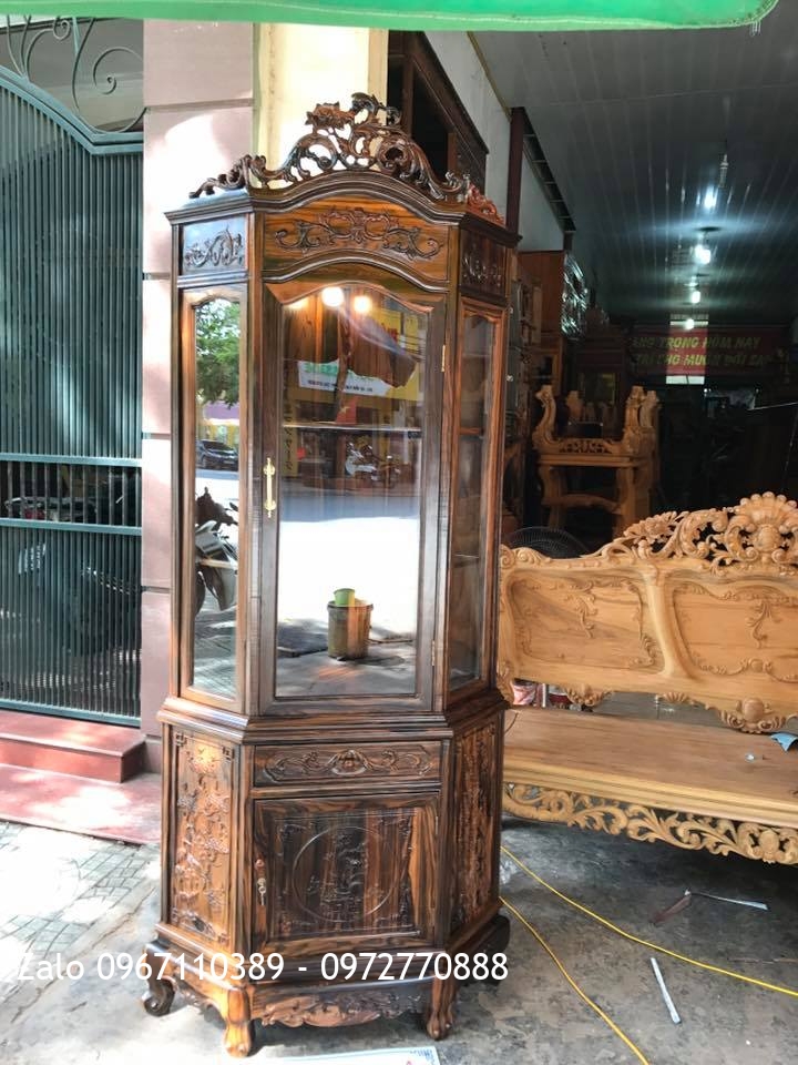 Tủ Góc Gỗ Mun Hoa. Khách TP Hải Phòng,