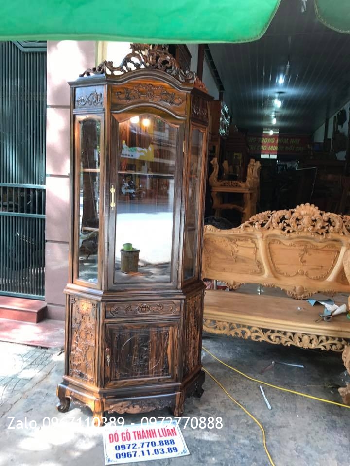 Tủ Góc Gỗ Mun Hoa. Khách TP Hải Phòng.