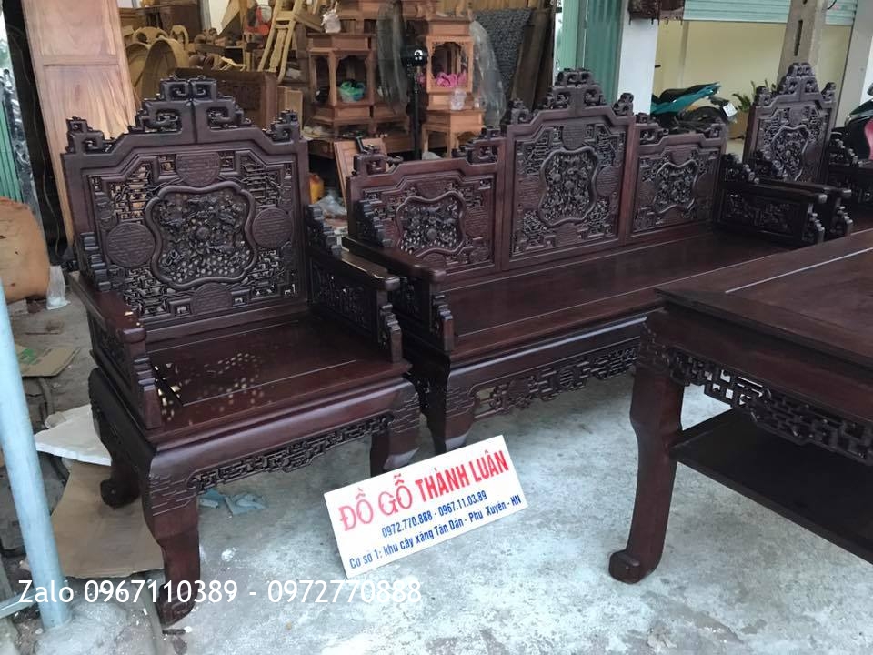 Bộ Trường Kỷ Huế Ngũ Lân Vờn Cầu Gỗ Gụ Đánh Xáp. Khách Hà Nội