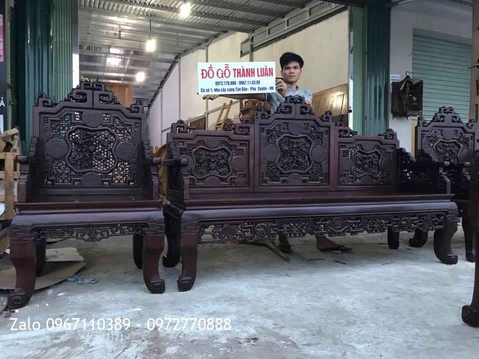 Bộ Trường Kỷ Huế Ngũ Lân Vờn Cầu Gỗ Gụ Đánh Xáp. Khách Hà Nội,,