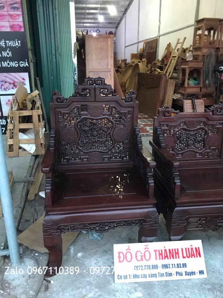 Bộ Trường Kỷ Huế Ngũ Lân Vờn Cầu Gỗ Gụ Đánh Xáp. Khách Hà Nội.