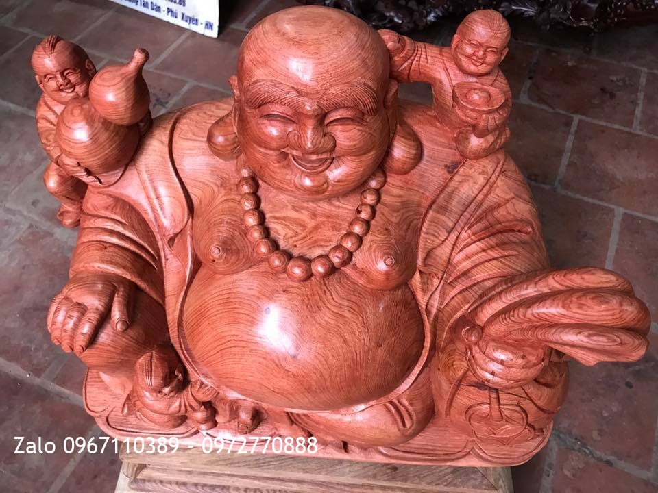 Tượng đi lặc 3 đồng tử gỗ hương đá.