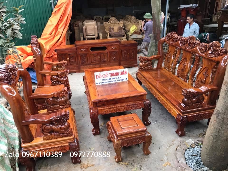 Bộ Nội Thất Phòng Khách Gỗ Hương Đỏ Lào VIP. A Cường Hưng Yên