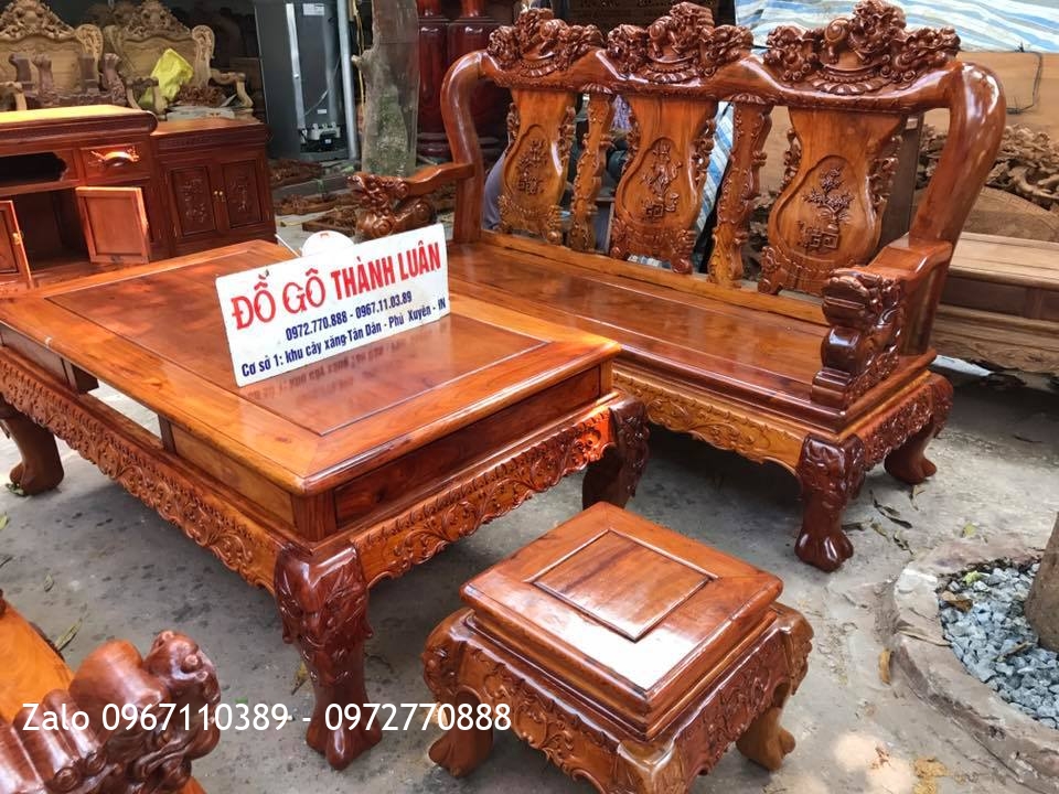 Bộ Nội Thất Phòng Khách Gỗ Hương Đỏ Lào VIP. A Cường Hưng Yên,