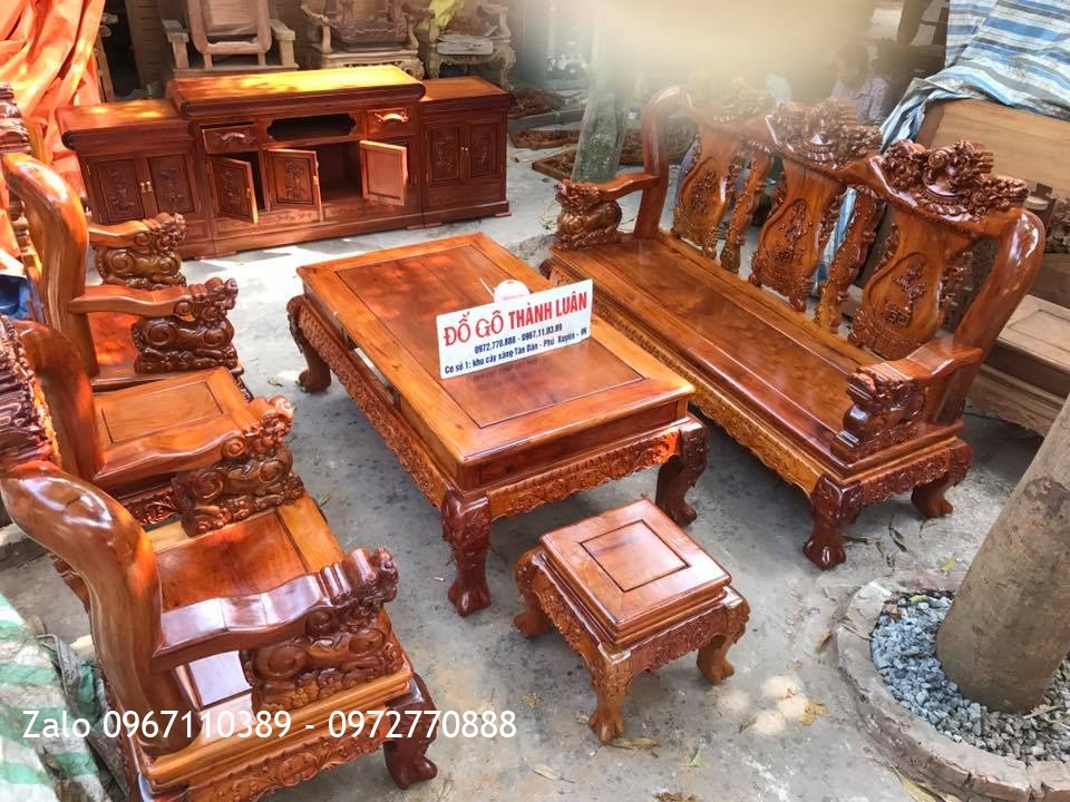 Bộ Nội Thất Phòng Khách Gỗ Hương Đỏ Lào VIP. A Cường Hưng Yên,