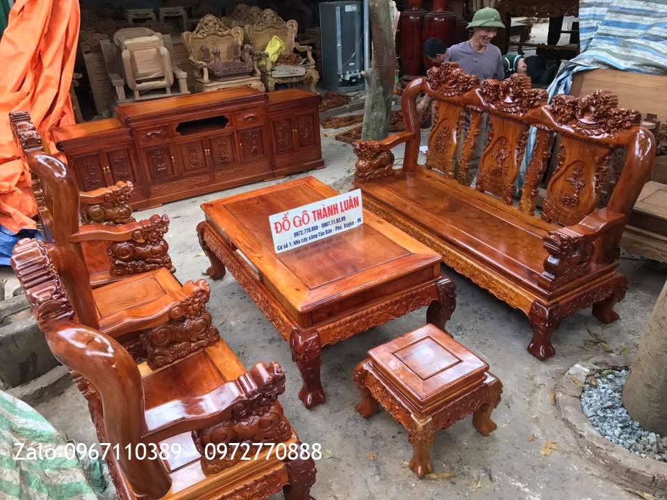 Bộ Nội Thất Phòng Khách Gỗ Hương Đỏ Lào VIP. A Cường Hưng Yên,
