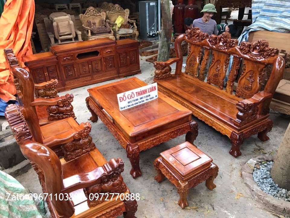 Bộ Nội Thất Phòng Khách Gỗ Hương Đỏ Lào VIP. A Cường Hưng Yên.