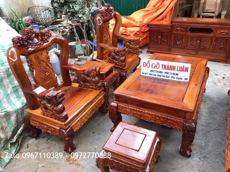 Bộ Nội Thất Phòng Khách Gỗ Hương Đỏ Lào VIP. A Cường Hưng Yên.
