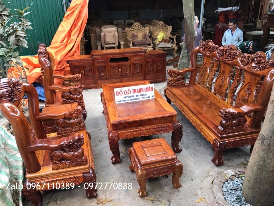 Bộ Nội Thất Phòng Khách Gỗ Hương Đỏ Lào VIP. A Cường Hưng Yên