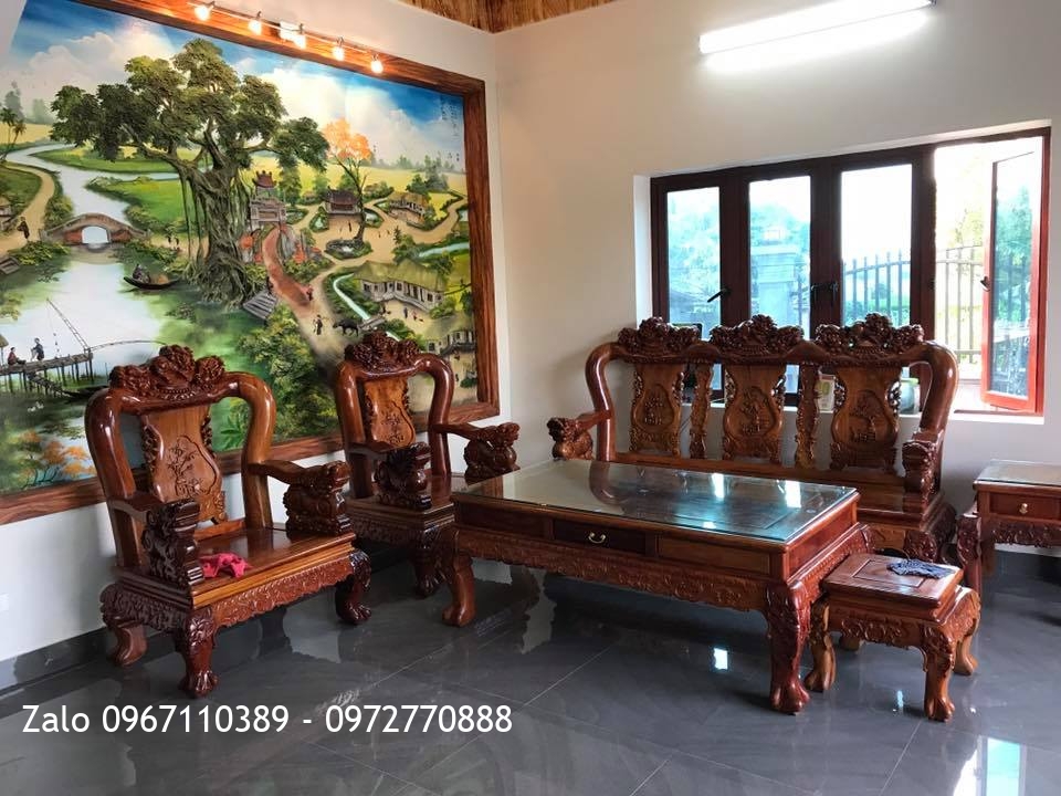 Bộ Nội Thất Phòng Khách Gỗ Hương Đỏ Lào VIP. A Cường Hưng Yên: