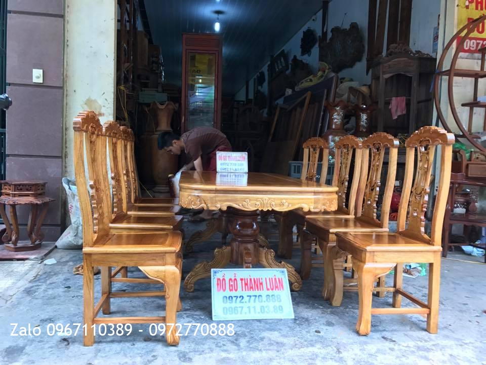 Bộ Bàn Ghế Ăn Gỗ Gụ Mẫu Cờ Bạc. Khách Quảng Ninh,