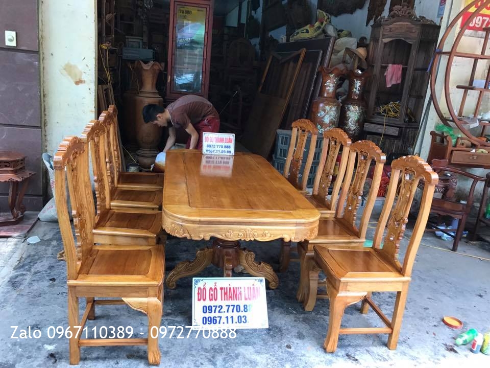 Bộ Bàn Ghế Ăn Gỗ Gụ Mẫu Cờ Bạc. Khách Quảng Ninh,