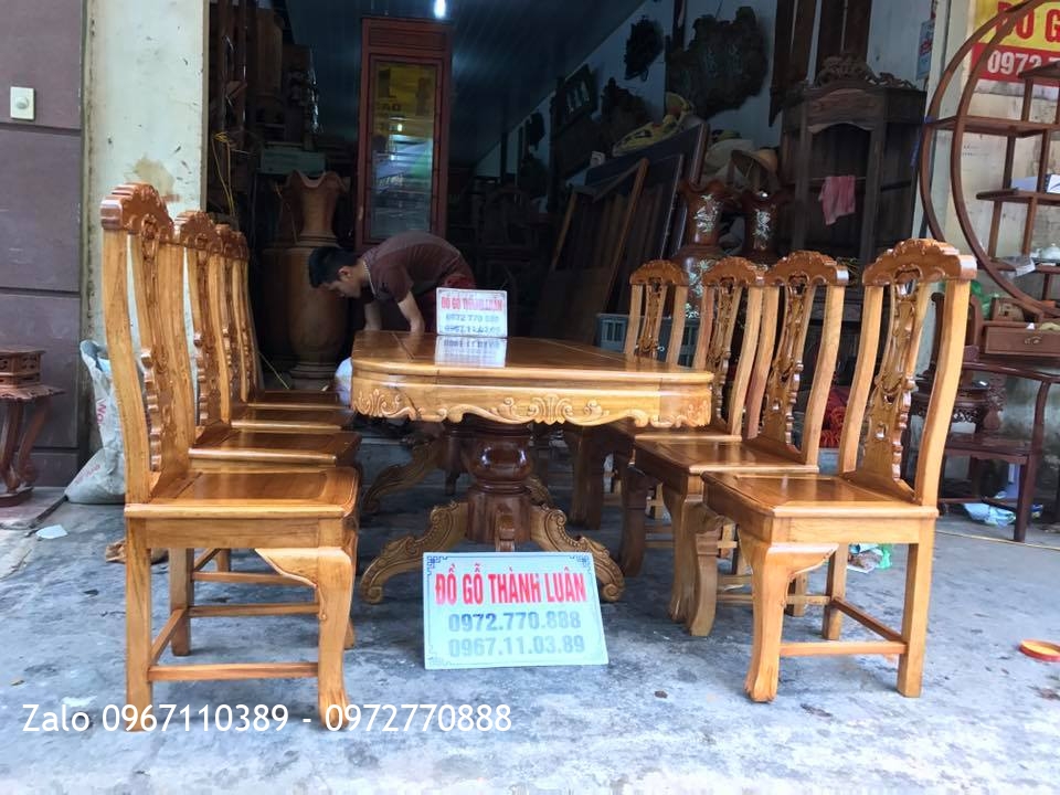 Bộ Bàn Ghế Ăn Gỗ Gụ Mẫu Cờ Bạc. Khách Quảng Ninh,.