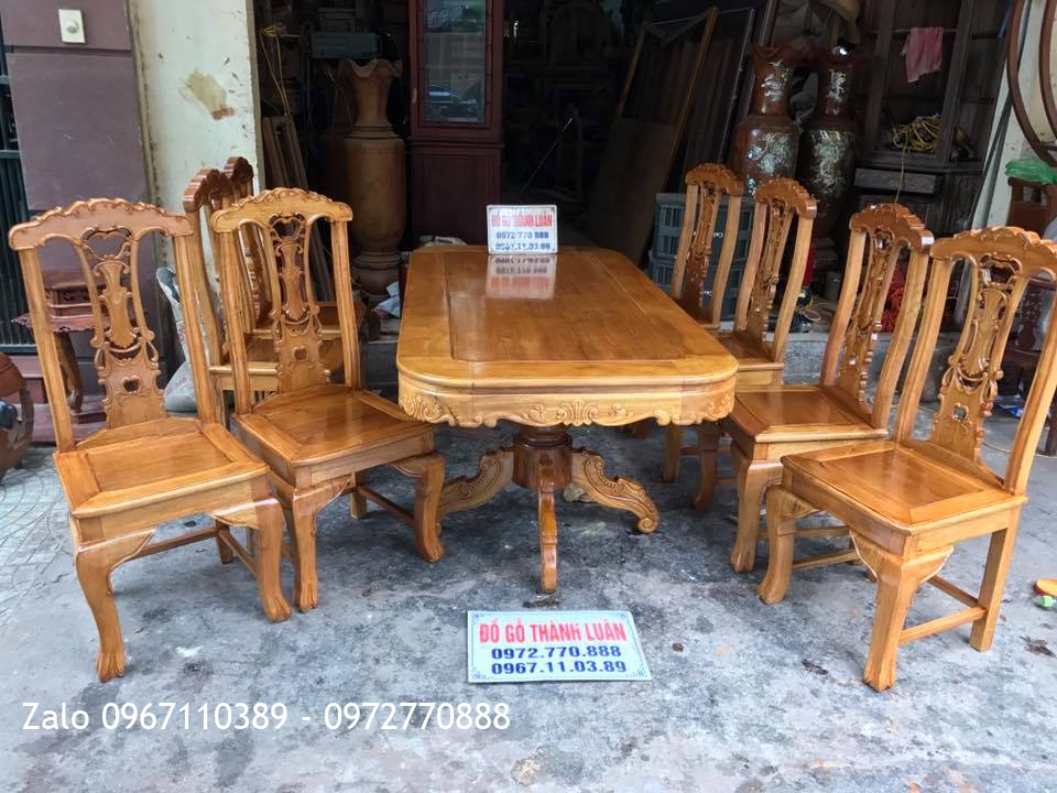 Bộ Bàn Ghế Ăn Gỗ Gụ Mẫu Cờ Bạc. Khách Quảng Ninh.